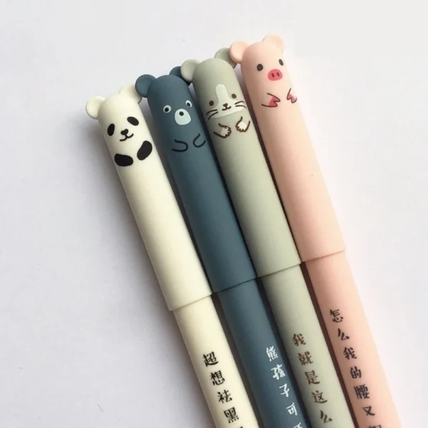 4 Pcs/lot Cartoon Erasable Pen 0.35mm Cute Panda Pig Kawaii Gel Pen Easy To Rub Magic Ballpoint For School Writing Girls Gifts