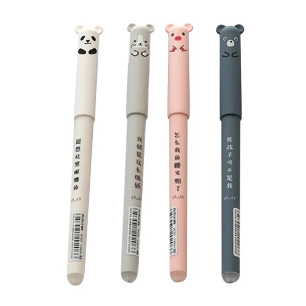 4 Pcs/lot Cartoon Erasable Pen 0.35mm Cute Panda Pig Kawaii Gel Pen Easy To Rub Magic Ballpoint For School Writing Girls Gifts