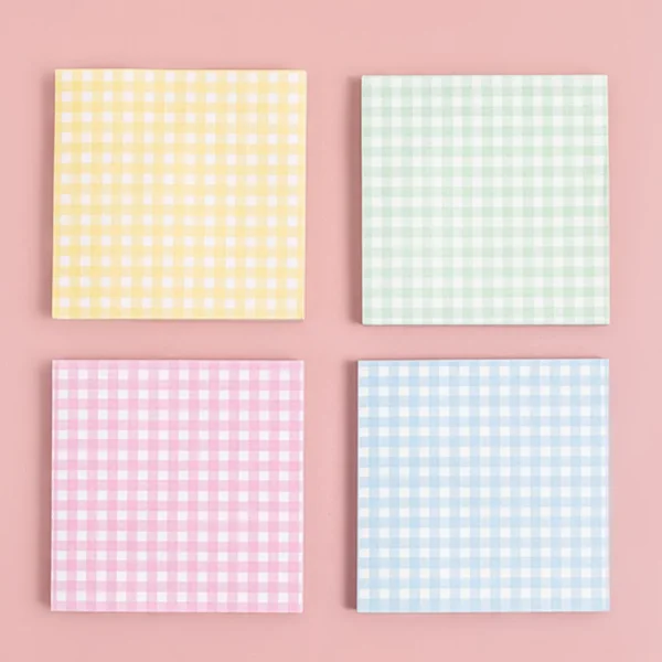 4 Books Plaid Element Notes Non-stick Memo Pads Office Portable Paper Students Schedule Planning Grid