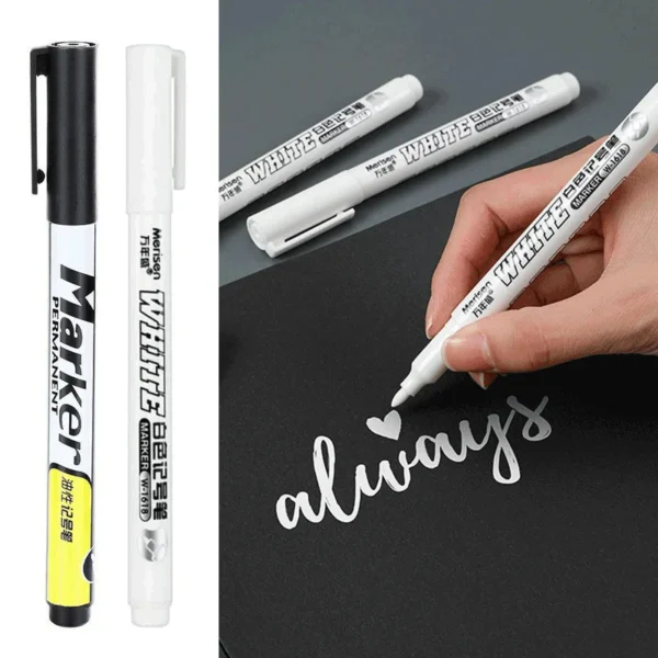 1mm White/Black Marker Pens Set Oily Waterproof White Gel Pen DIY Graffiti Sketching Marker Stationery Writing School Supplies