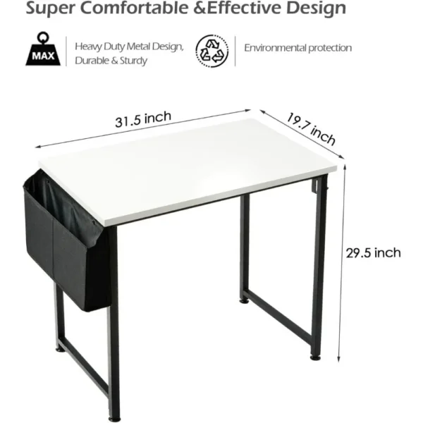 Small Computer Desk White Writing Table for Home Office Small Spaces 31 Inch Modern Student Study Laptop PC Writing Desks