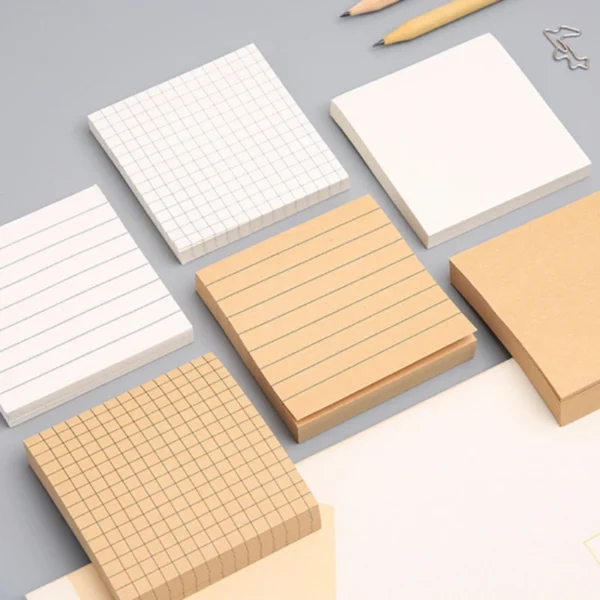 Simple Kraft Paper White Paper Grid Line Memo Pad Student Stationery Back To School Supplies Office Accessories