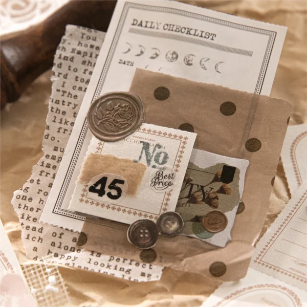 Card Lover 30 Pcs [Border Diary Series] Vintage Journal Sticky Notes Light Memo Pad Note Paper Material School Office Stationery