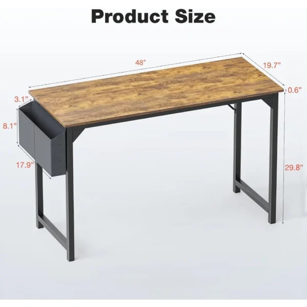 Computer Small Desk 48 Inch Home Office Writing Study Work Storage Bag Headphone Hooks Simple Modern Wood Kids Student Table