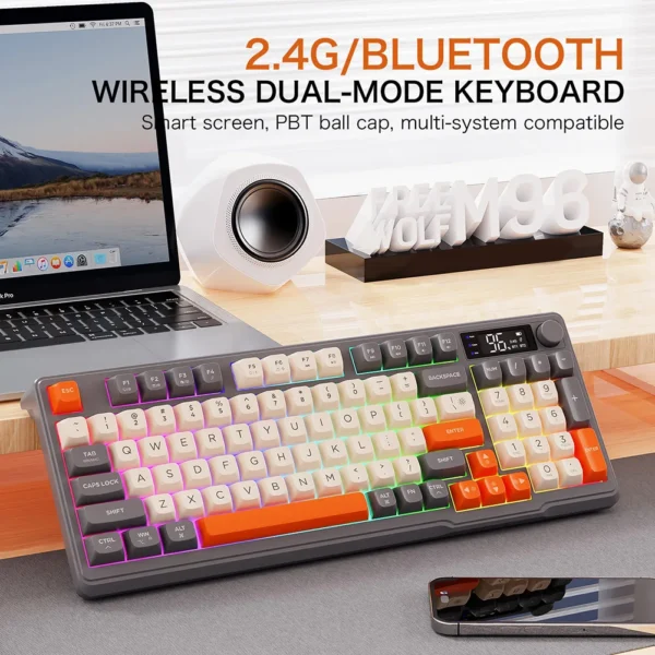 M96 Bluetooth Keyboard Wireless ZIYOULANG Gaming Keyboard Mouse,Electronic Screen, Multi-Device Connection,Ergonomics Gaming