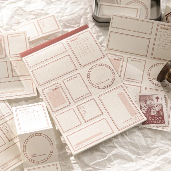 Card Lover 30 Pcs [Border Diary Series] Vintage Journal Sticky Notes Light Memo Pad Note Paper Material School Office Stationery