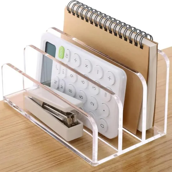 Acrylic File Organizer 3 Slots Letter Sorter Holder For Desk Office Desk Organizer For Books Binders Emails Clear File Display