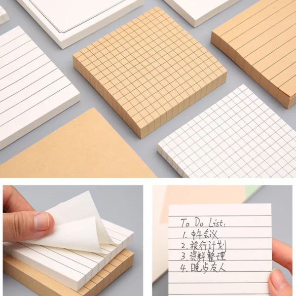 Simple Kraft Paper White Paper Grid Line Memo Pad Student Stationery Back To School Supplies Office Accessories