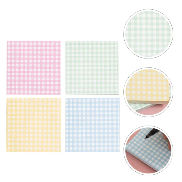 4 Books Plaid Element Notes Non-stick Memo Pads Office Portable Paper Students Schedule Planning Grid