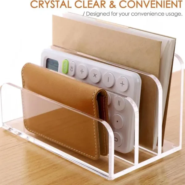 File Holder Acrylic Vertical Transparent Desk File Sorter Office Desk Organizer For Books Binders Emails Clear File Display
