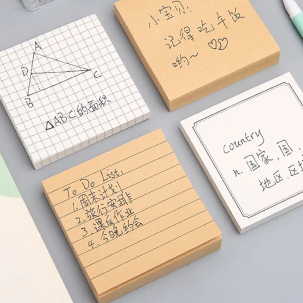 Simple Kraft Paper White Paper Grid Line Memo Pad Student Stationery Back To School Supplies Office Accessories