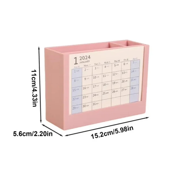 Desk Calendar Pen Holder Pen Containers For Desk With 2 Compartment Desk Organizer Stationery Storage For School Office Home