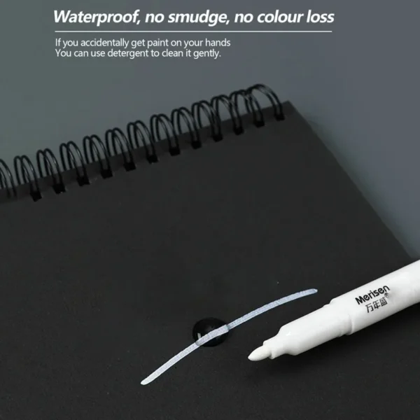 1mm White/Black Marker Pens Set Oily Waterproof White Gel Pen DIY Graffiti Sketching Marker Stationery Writing School Supplies