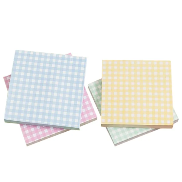 4 Books Plaid Element Notes Non-stick Memo Pads Office Portable Paper Students Schedule Planning Grid