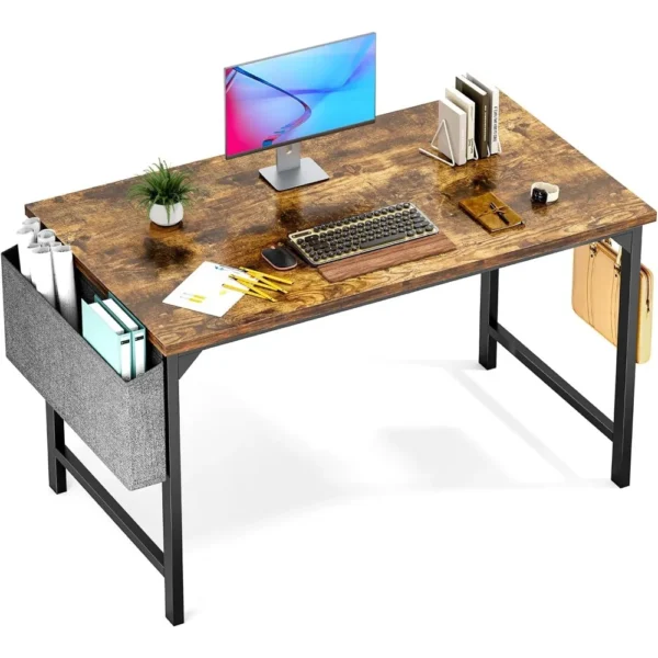 Computer Small Desk 48 Inch Home Office Writing Study Work Storage Bag Headphone Hooks Simple Modern Wood Kids Student Table
