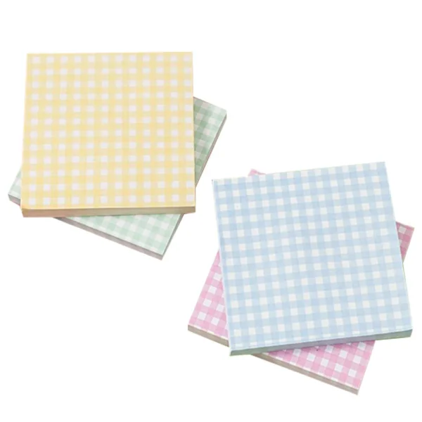 4 Books Plaid Element Notes Non-stick Memo Pads Office Portable Paper Students Schedule Planning Grid
