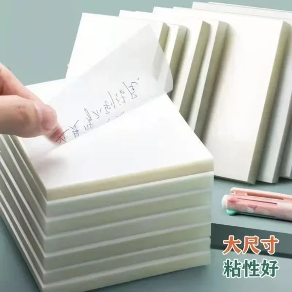 50 Sheets Transparent Sticky Notes Waterproof Colourful Note Paper Memo Pad School Stationery Office Supplies Diary cute gel pen